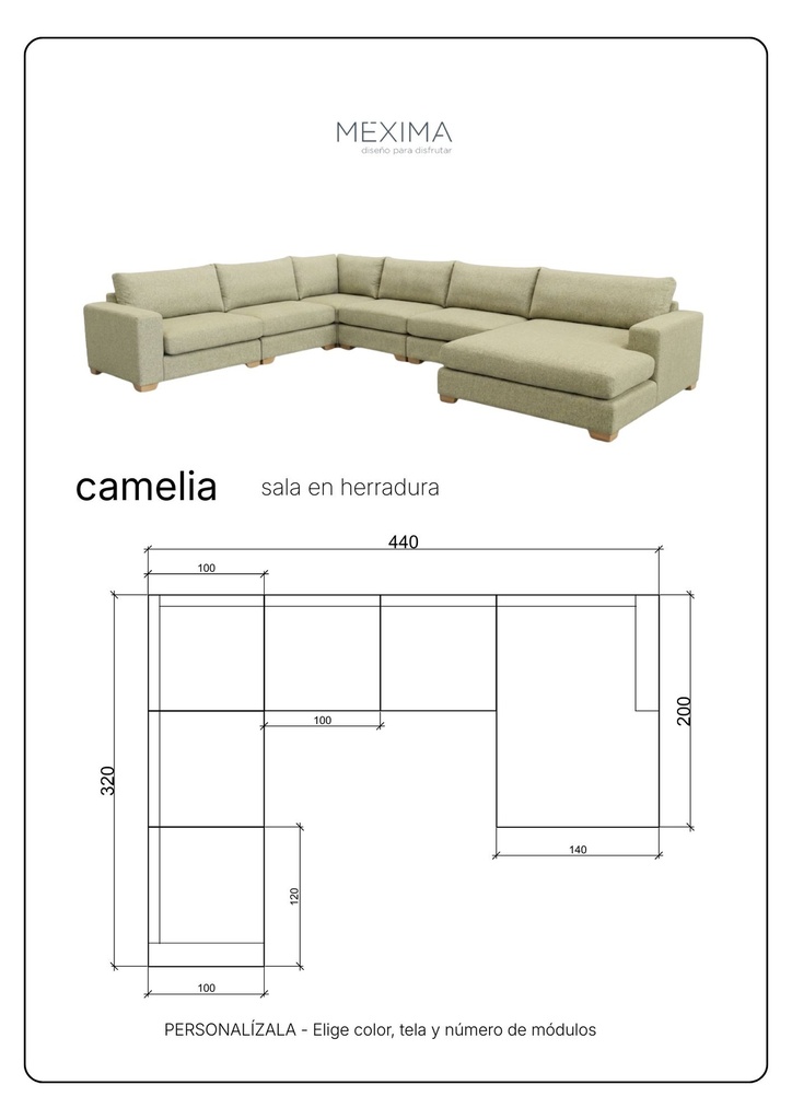 CAMELIA SALA EN HERRADURA TELA DE EXTERIOR - EC25 *disponible en tienda