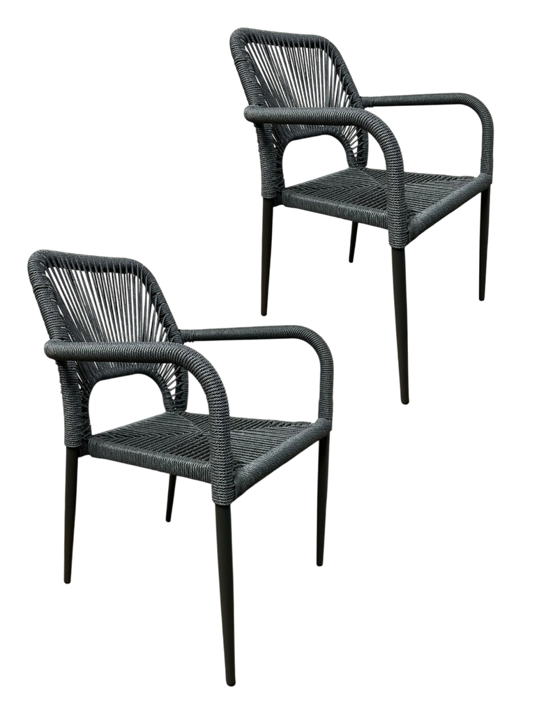 ALOHA SET 2 SILLAS PARA EXTERIOR APILABLES gris - M25 sets disponibles en tienda