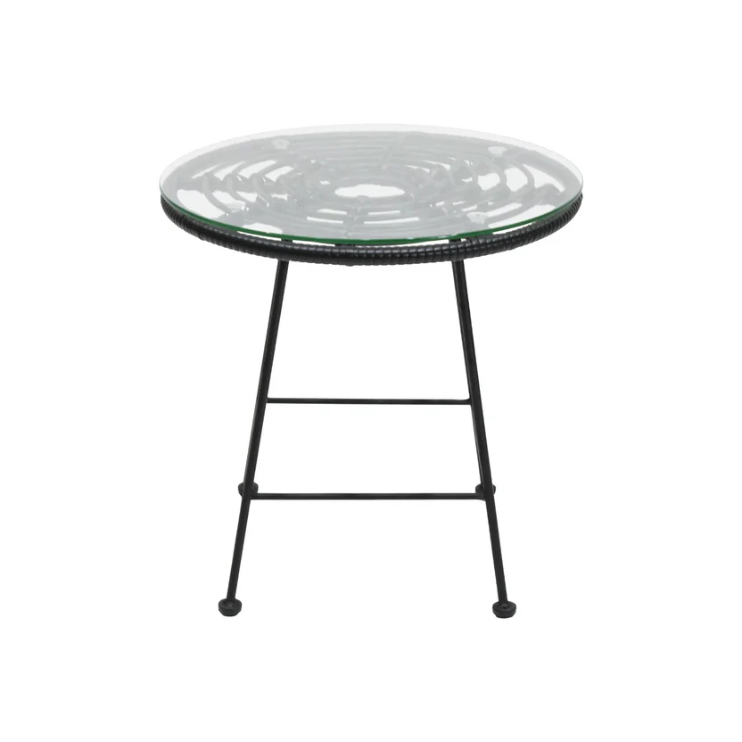 DOMINICA MESA LATERAL PARA EXTERIOR RATTAN NEGRO - JM26.