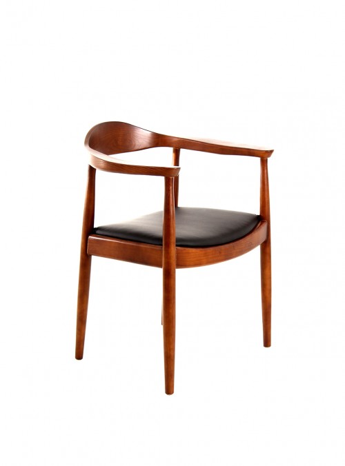 MONACO SILLA CON BRAZOS NOGAL ASIENTO PIEL SINTETICA - MO26