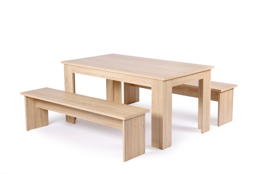 MUNCHEN MESA COMEDOR CON 2 BANCAS COLOR ROBLE CLARO - RTA A Alemania Fid  *Checar DISPONIBILIDAD, quedan pocos