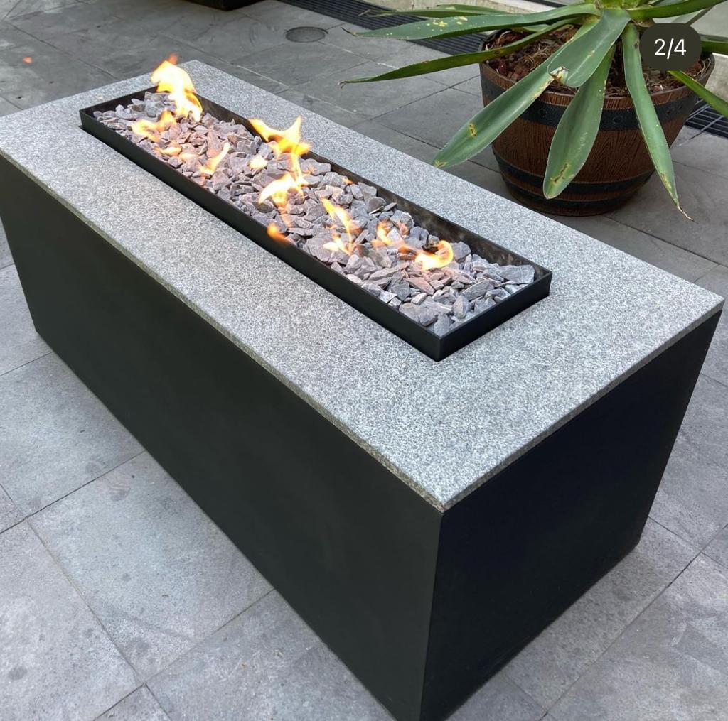 RECTANGULAR FIRETABLE CUBIERTA GRANITO CHIMENEA MANUAL - HF