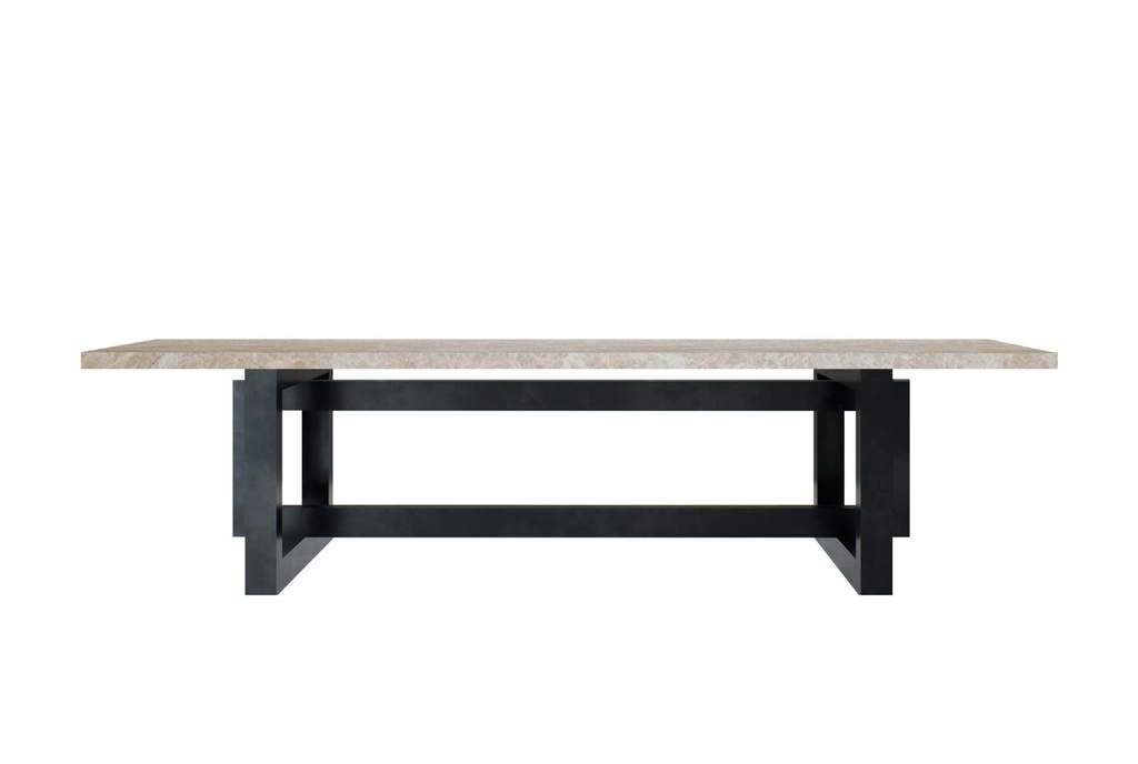 MG MARMOL BEIGE VB MESA COMEDOR RECTANGULAR 135 X 190 Base Metalica Eslabon - MG