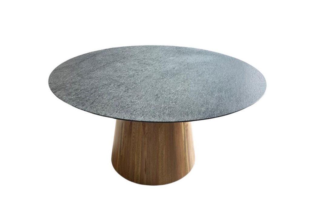 MG GRANITO GRIS LEATHERED DG MESA COMEDOR CIRCULAR 145 Base madera conica - MG2025