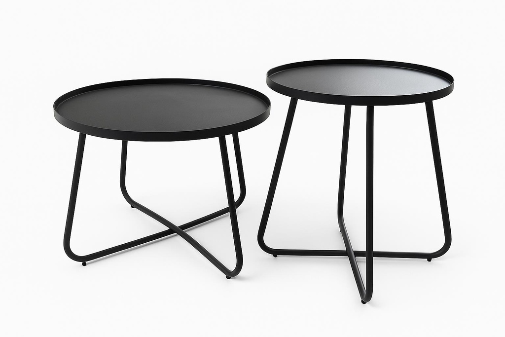 SAMOA NEGRO SET 2 MESAS DE CENTRO PARA EXTERIOR - M25