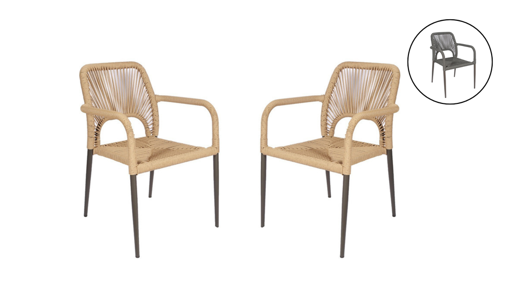 ALOHA SET 2 SILLAS PARA EXTERIOR APILABLES taupe - M25 *2 piezas en existencia