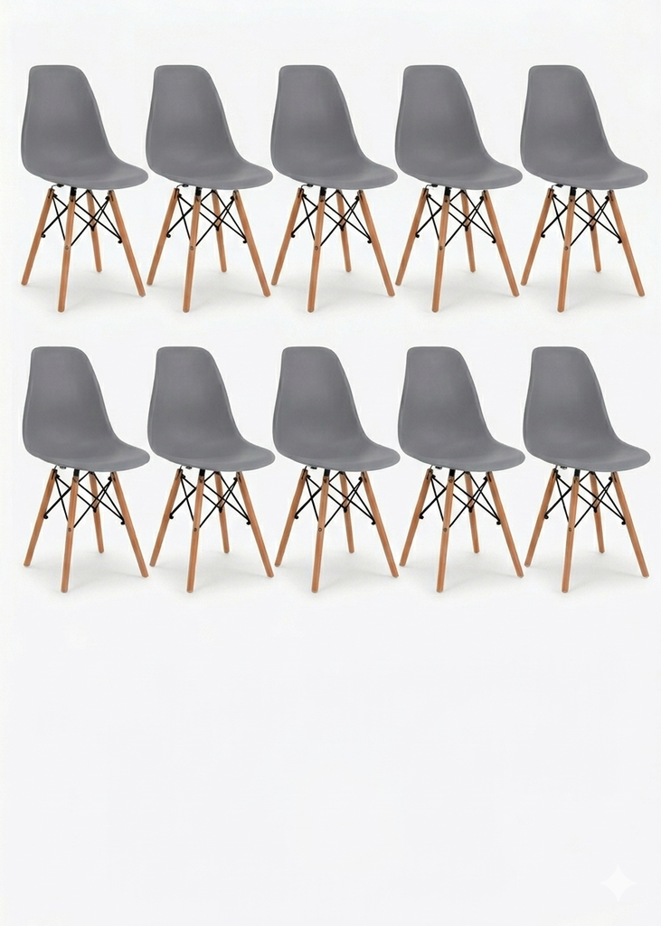 EAMES SET 10 SILLAS SB MADERA REPLICA OSLO GRIS - JM26 