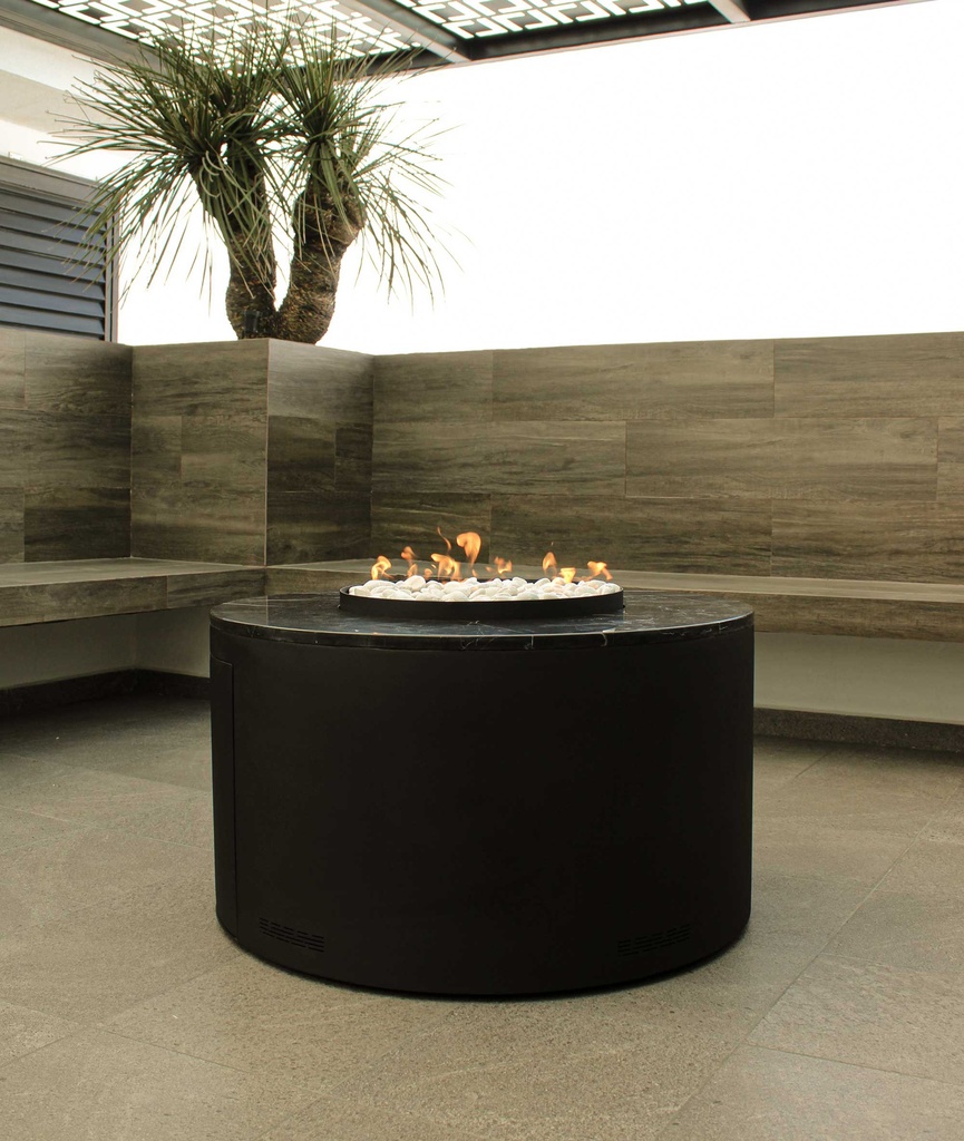 ROUND FIRETABLE cubierta de granito CHIMENEA MANUAL - HF