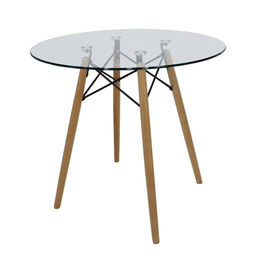 [MESA0903567] EAMES MESA DE COMEDOR CIRCULARCRISTAL REPLICA OSLO 80 tono nogal - JM26.