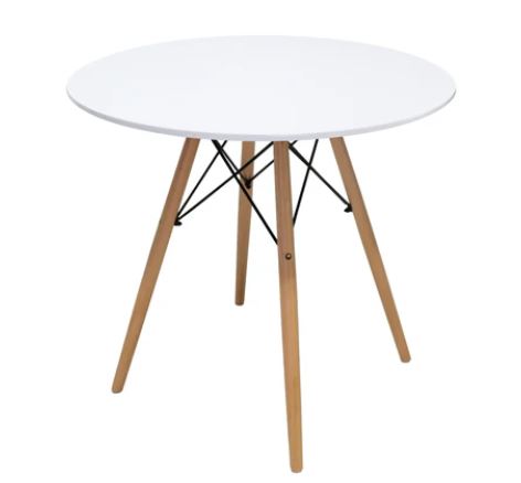 [MESA0670512] EAMES MESA DE COMEDOR CIRCULAR REPLICA OSLO 80 BLANCA NOGAL  NEGRO - JM26.