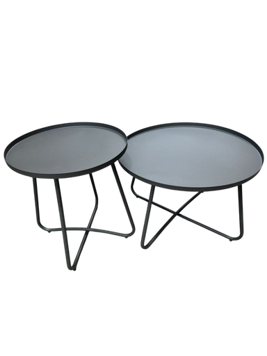 [caboneg] SAMOA NEGRO SET 2 MESAS DE CENTRO PARA EXTERIOR - M25