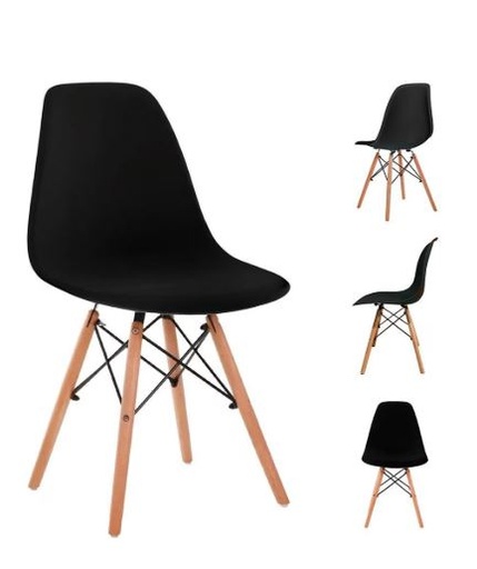 EAMES SET 4 SILLAS SB MADERA REPLICA OSLO NEGRO - JM26