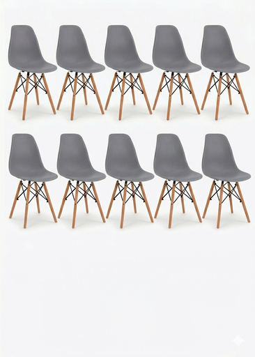 EAMES SET 10 SILLAS SB MADERA REPLICA OSLO GRIS - JM26 